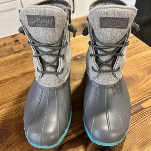 Sperry Duck Boots Womens Size 8.5 Grey and Teal